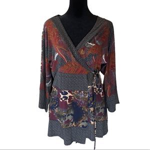 Salaam Bohemian Ties Wrap Top Drape Sleeves - Sz S